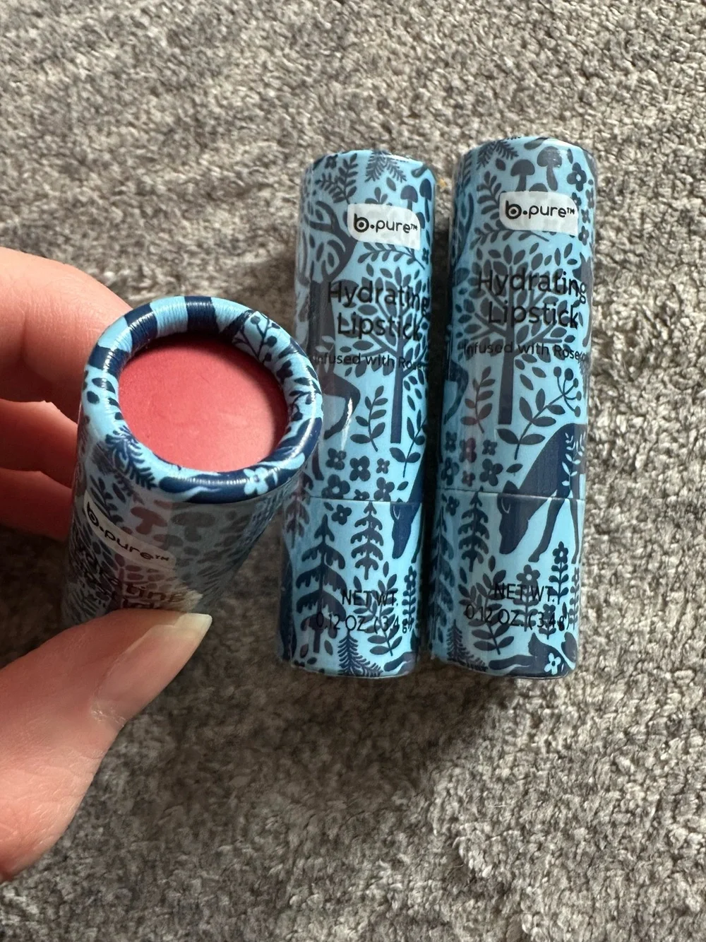 B Pure Tube Lip Sticks Deer Print Red Lot of 3